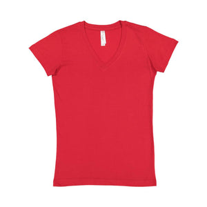 3607 LAT Junior's Fine Jersey V-Neck Tee Red