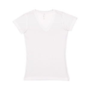 3607 LAT Junior's Fine Jersey V-Neck Tee White