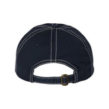 VC300A Valucap Adult Bio-Washed Classic Dad Hat Navy/ Stone Stitch