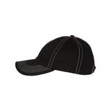 VC300A Valucap Adult Bio-Washed Classic Dad Hat Black/ Stone Stitch