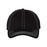 VC300A Valucap Adult Bio-Washed Classic Dad Hat Black/ Stone Stitch