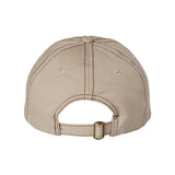 VC300A Valucap Adult Bio-Washed Classic Dad Hat Khaki/ Brown Stitch