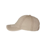 VC300A Valucap Adult Bio-Washed Classic Dad Hat Khaki/ Brown Stitch