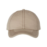 VC300A Valucap Adult Bio-Washed Classic Dad Hat Khaki/ Brown Stitch