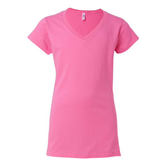 64V00L Gildan Softstyle® Women’s V-Neck T-Shirt Azalea