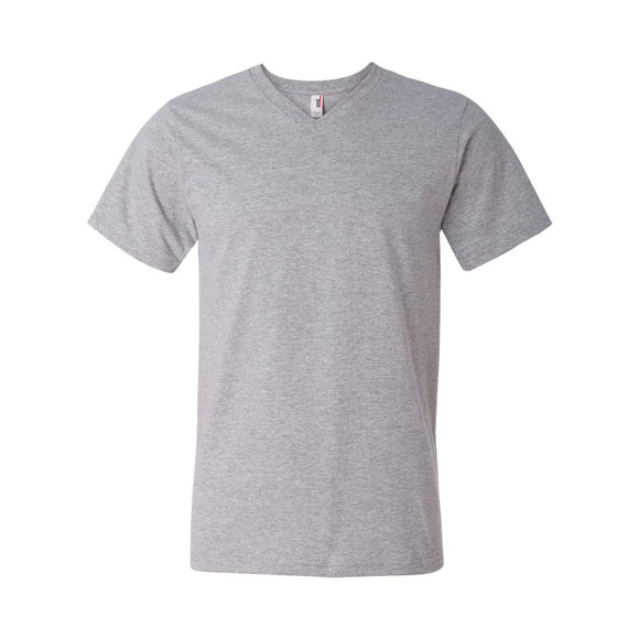 982 Anvil Lightweight V-Neck T-Shirt Heather Grey