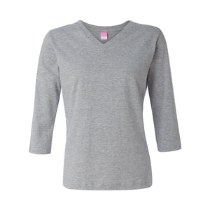 3577 LAT Women's 3/4 Sleeve Premium Jersey Tee Heather