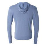 3939 BELLA + CANVAS Triblend Lightweight Full-Zip Hooded Long Sleeve Tee Blue Triblend