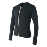 3939 BELLA + CANVAS Triblend Lightweight Full-Zip Hooded Long Sleeve Tee Charcoal Black Triblend