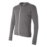 3939 BELLA + CANVAS Triblend Lightweight Full-Zip Hooded Long Sleeve Tee Grey Triblend