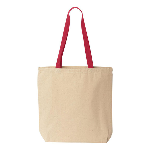 8868 Liberty Bags Natural Tote with Contrast-Color Handles Natural/ Red