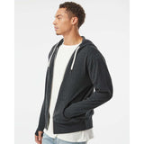 PRM90HTZ Independent Trading Co. Heathered French Terry Full-Zip Hooded Sweatshirt Charcoal Heather