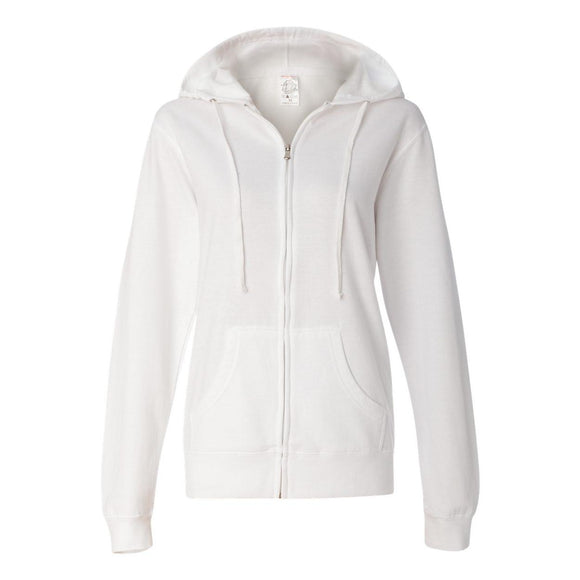 SS650Z Independent Trading Co. Juniors’ Heavenly Fleece Full-Zip Hooded Sweatshirt White