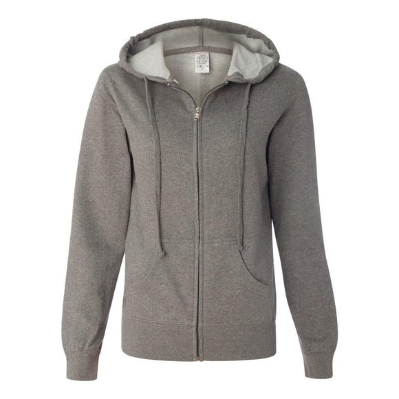 SS650Z Independent Trading Co. Juniors’ Heavenly Fleece Full-Zip Hooded Sweatshirt Gunmetal Heather