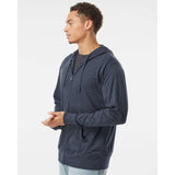 SS150JZ Independent Trading Co. Lightweight Jersey Full-Zip Hooded T-Shirt Classic Navy Heather