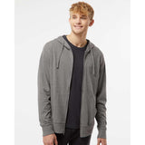 SS150JZ Independent Trading Co. Lightweight Jersey Full-Zip Hooded T-Shirt Gunmetal Heather