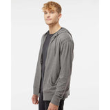 SS150JZ Independent Trading Co. Lightweight Jersey Full-Zip Hooded T-Shirt Gunmetal Heather