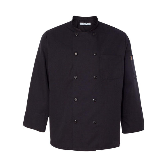 0425 Chef Designs Ten Pearl Button Black Chef Coat Black