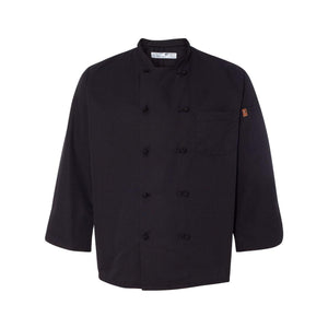 0427 Chef Designs Black Knot Button Chef Coat Black