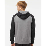 IND40RP Independent Trading Co. Raglan Hooded Sweatshirt Gunmetal Heather/ Charcoal Heather