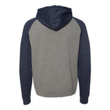 IND40RP Independent Trading Co. Raglan Hooded Sweatshirt Gunmetal Heather/ Classic Navy Heather