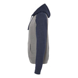 IND40RP Independent Trading Co. Raglan Hooded Sweatshirt Gunmetal Heather/ Classic Navy Heather