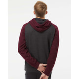 IND40RP Independent Trading Co. Raglan Hooded Sweatshirt Charcoal Heather/ Burgundy Heather