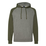 IND40RP Independent Trading Co. Raglan Hooded Sweatshirt Gunmetal Heather/ Army Heather