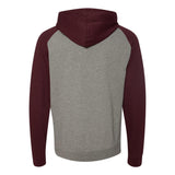 IND40RP Independent Trading Co. Raglan Hooded Sweatshirt Gunmetal Heather/ Burgundy Heather