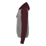 IND40RP Independent Trading Co. Raglan Hooded Sweatshirt Gunmetal Heather/ Burgundy Heather