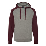 IND40RP Independent Trading Co. Raglan Hooded Sweatshirt Gunmetal Heather/ Burgundy Heather