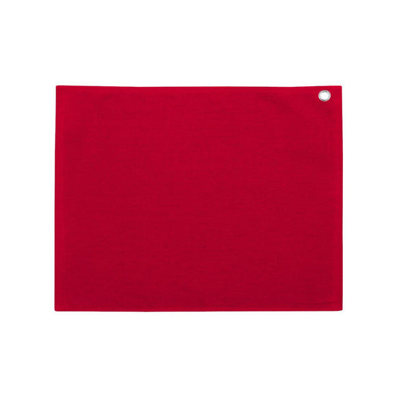 C1518GH Carmel Towel Company Velour Hemmed Towel with Grommet & Hook Red