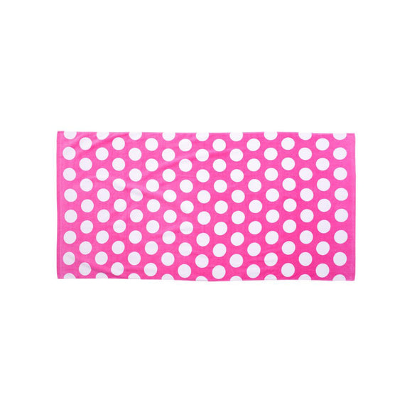 C3060P Carmel Towel Company Polka Dot Velour Beach Towel Hot Pink