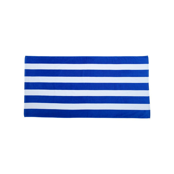 C3060S Carmel Towel Company Cabana Stripe Velour Beach Towel Royal