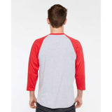 6930 LAT Baseball Fine Jersey Three-Quarter Sleeve Tee Vintage Heather/ Vintage Red