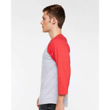 6930 LAT Baseball Fine Jersey Three-Quarter Sleeve Tee Vintage Heather/ Vintage Red