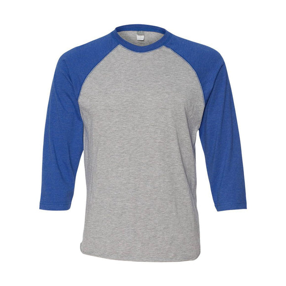 6930 LAT Baseball Fine Jersey Three-Quarter Sleeve Tee Vintage Heather/ Vintage Royal