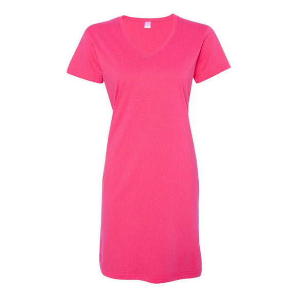 3522 LAT Women's Fine Jersey V-Neck Coverup Hot Pink