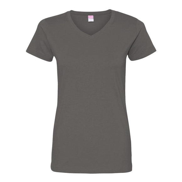 3507 LAT Women's Fine Jersey V-Neck Tee Charcoal