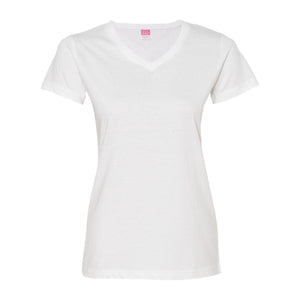 3507 LAT Women's Fine Jersey V-Neck Tee White