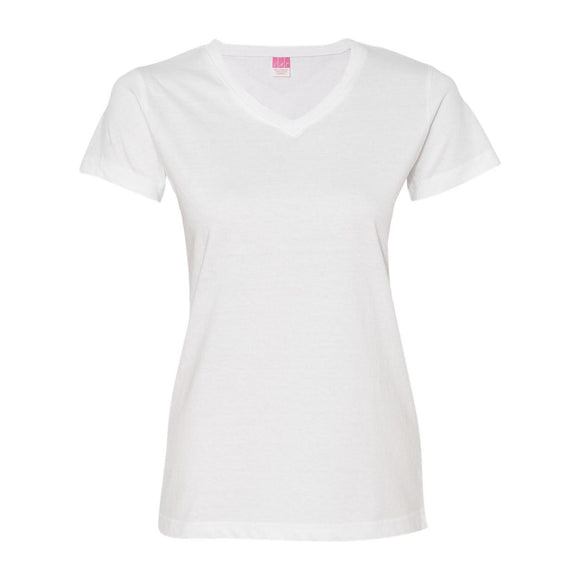 3507 LAT Women's Fine Jersey V-Neck Tee White