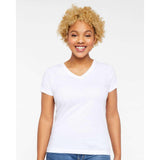 3507 LAT Women's Fine Jersey V-Neck Tee White