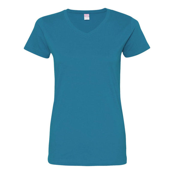 3507 LAT Women's Fine Jersey V-Neck Tee Cobalt