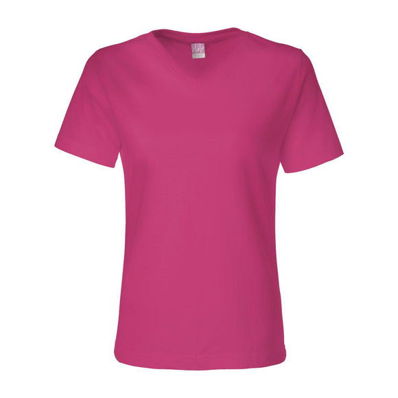 3587 LAT Women's Premium Jersey V-Neck Tee Hot Pink