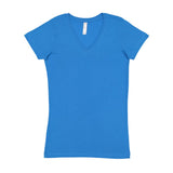 3607 LAT Junior's Fine Jersey V-Neck Tee Cobalt