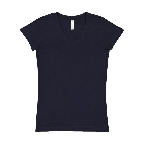 3607 LAT Junior's Fine Jersey V-Neck Tee Navy