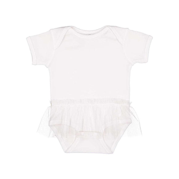 4422 Rabbit Skins Infant Tutu Baby Rib Bodysuit White