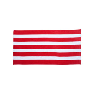 C3060S Carmel Towel Company Cabana Stripe Velour Beach Towel Red