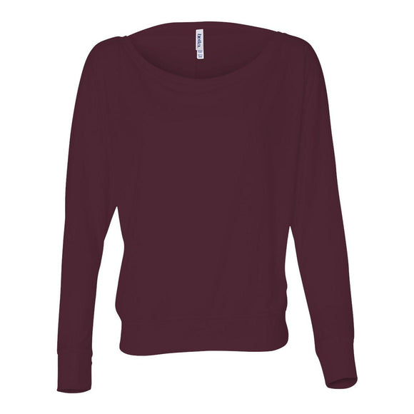 8850 BELLA + CANVAS Women’s Flowy Off Shoulder Long Sleeve Tee Maroon