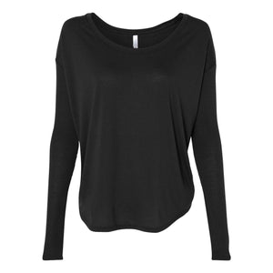 8852 BELLA + CANVAS Women’s Flowy 2x1 Ribbed Long Sleeve Tee Black